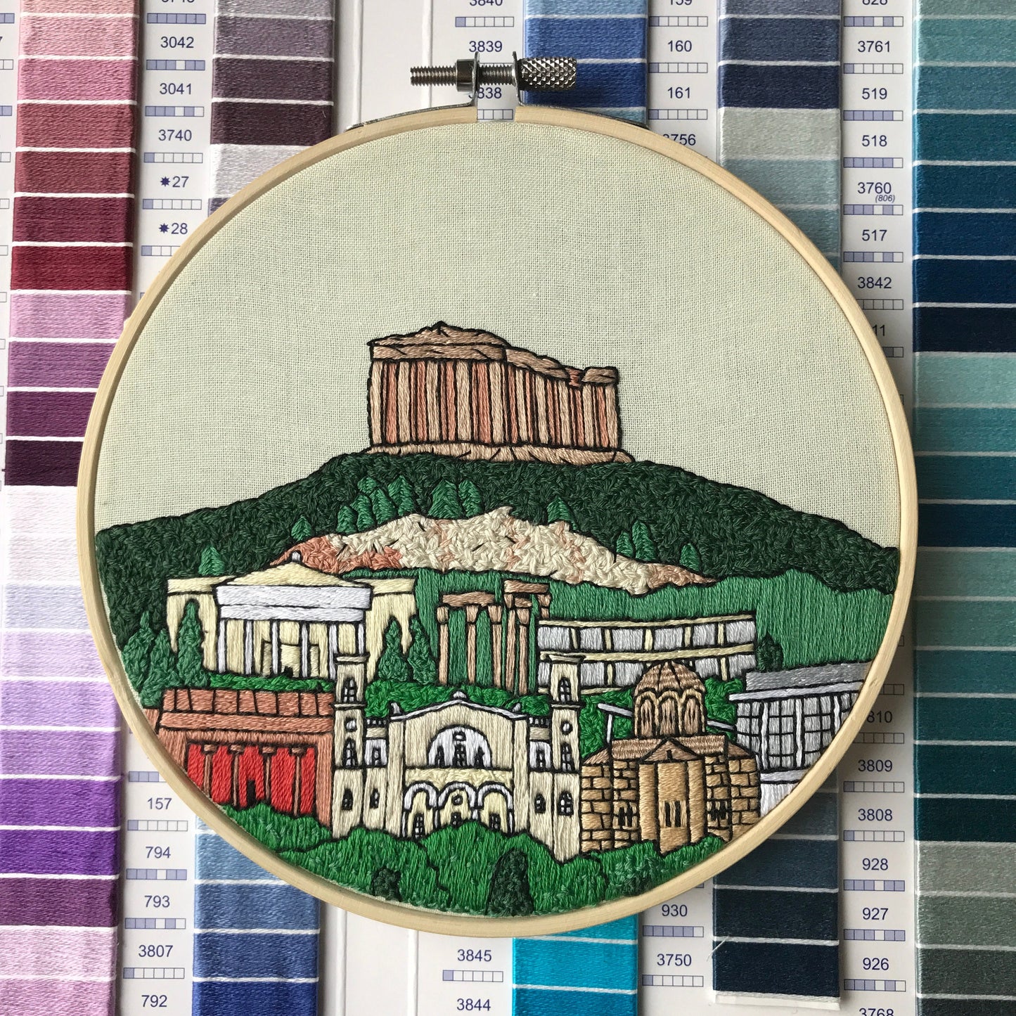 Athens, Greece, Landmarks - Hand Embroidery Pattern (PDF)