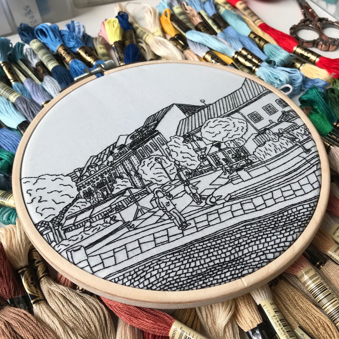 Vilnius, Lithuania, Black & White - Hand Embroidery Pattern (PDF)