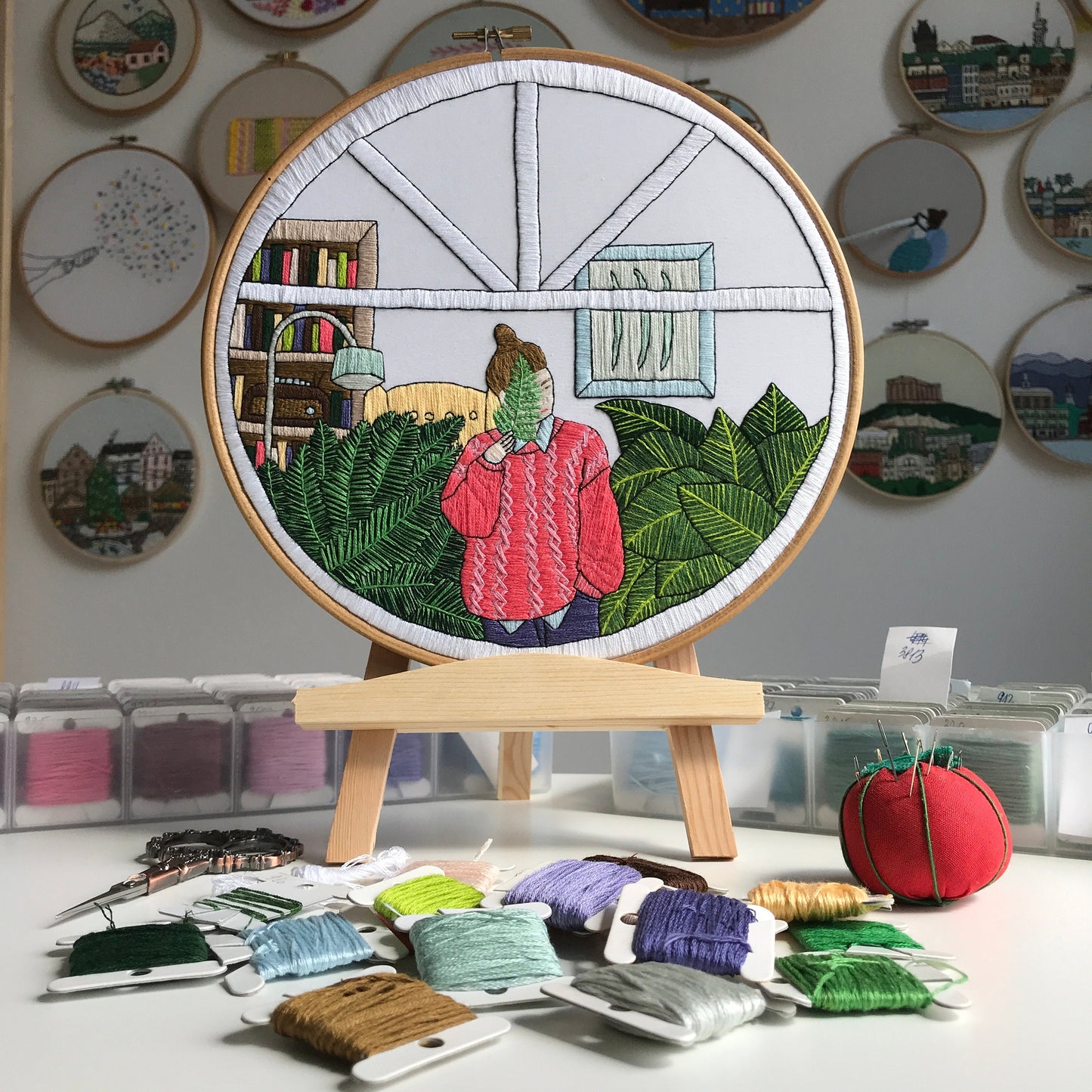 Girl and Leaves - Hand Embroidery Pattern (PDF)