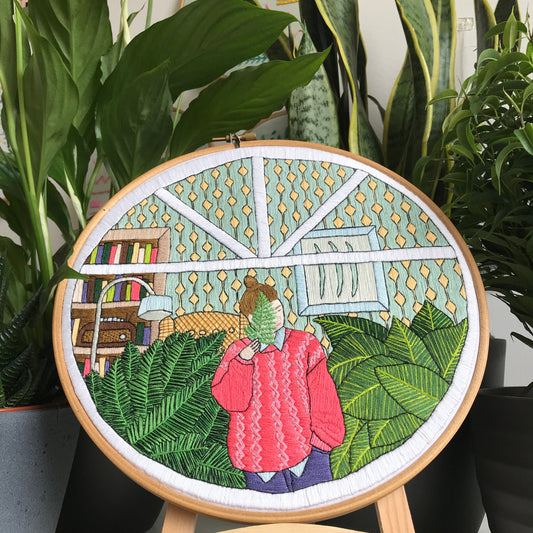 Girl and Leaves - Hand Embroidery Pattern (PDF)
