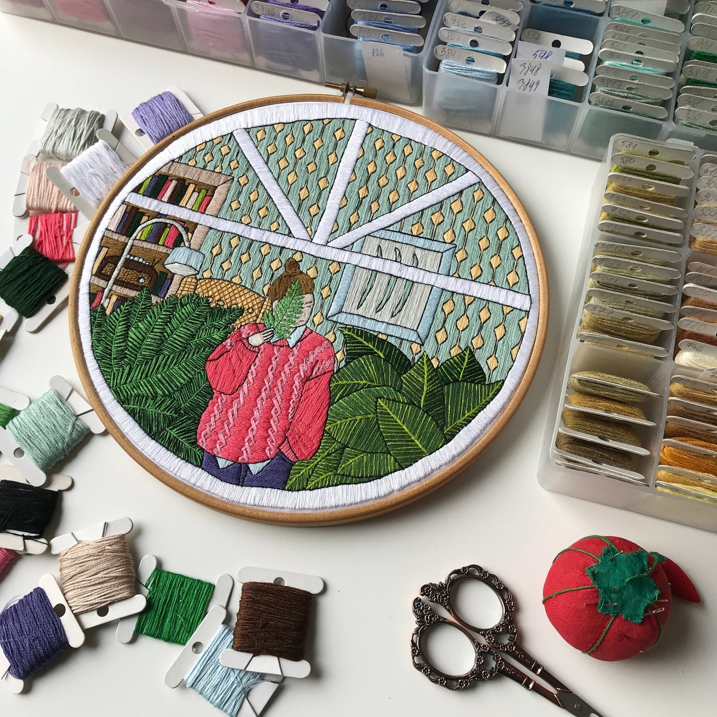 Girl and Leaves - Hand Embroidery Pattern (PDF)