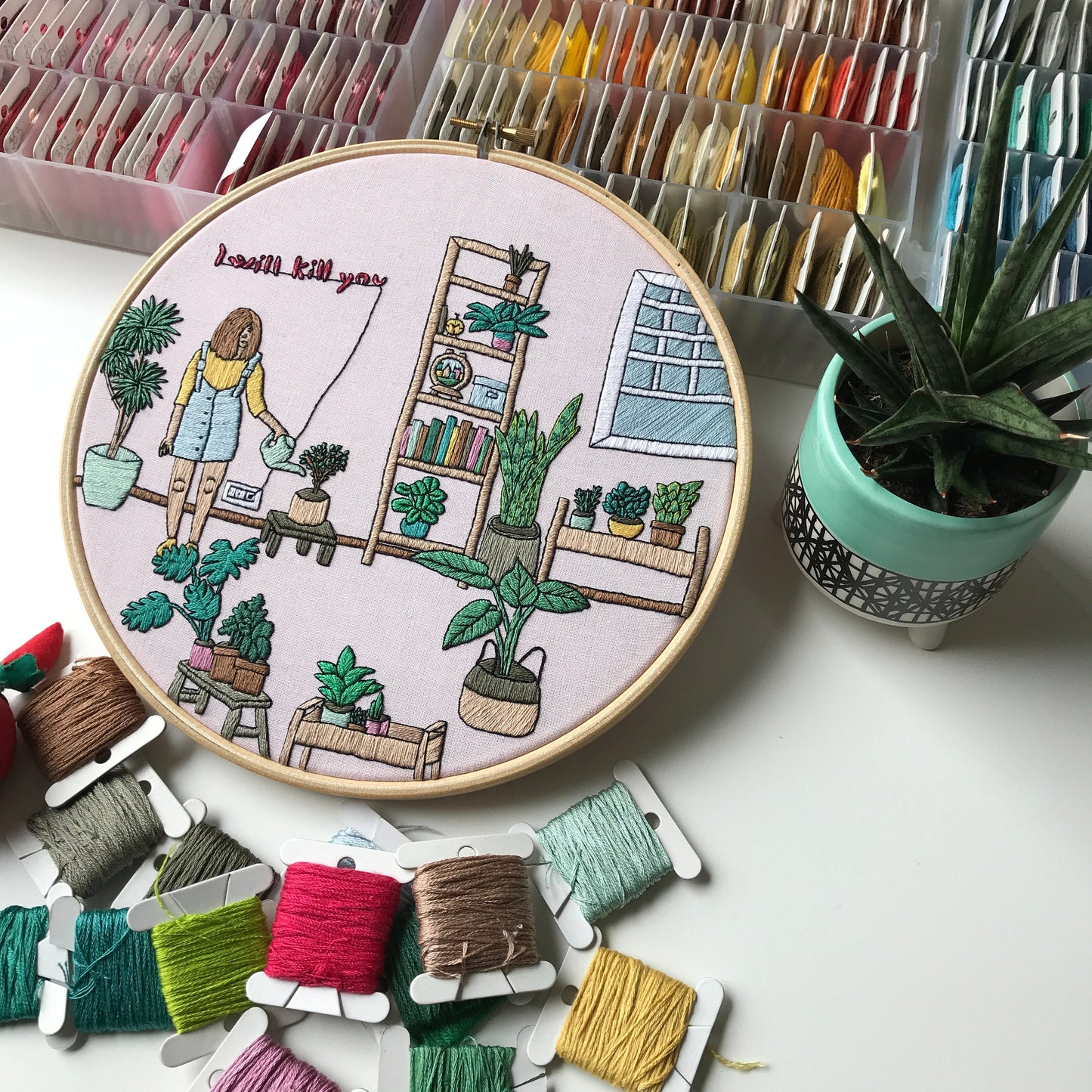 Girl and Plants - Hand Embroidery Pattern (PDF)
