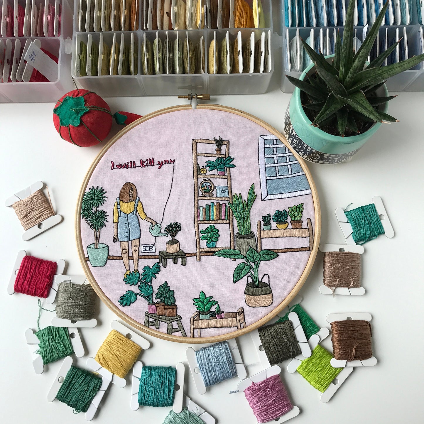 Girl and Plants - Hand Embroidery Pattern (PDF)