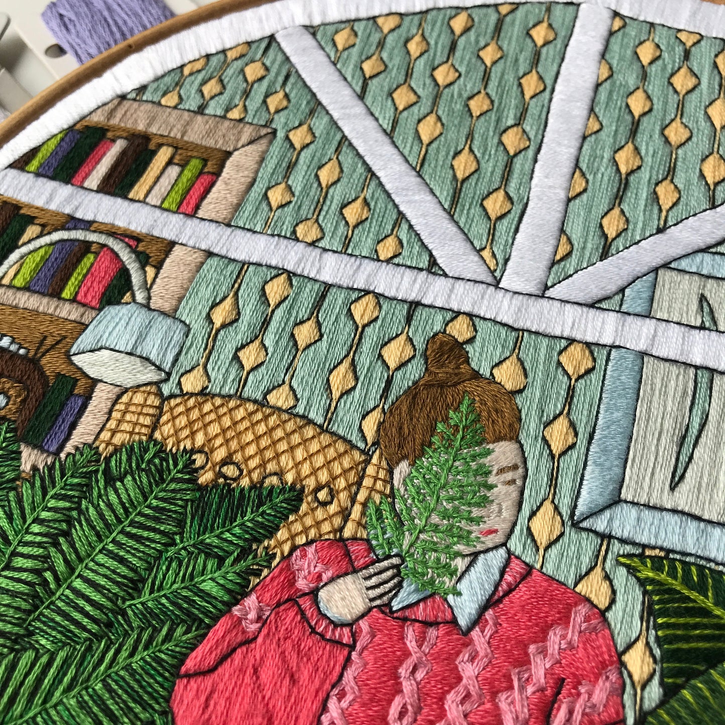 Girl and Leaves - Hand Embroidery Pattern (PDF)