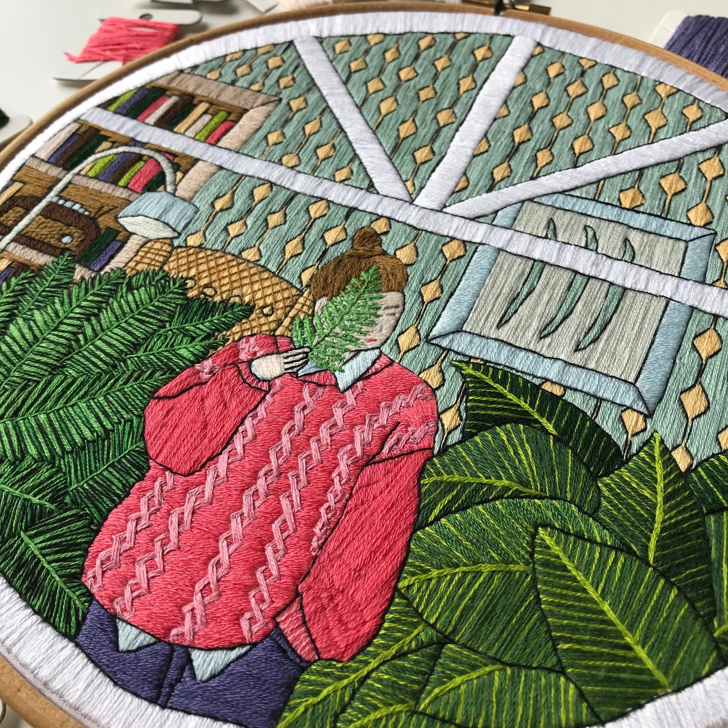 Girl and Leaves - Hand Embroidery Pattern (PDF)