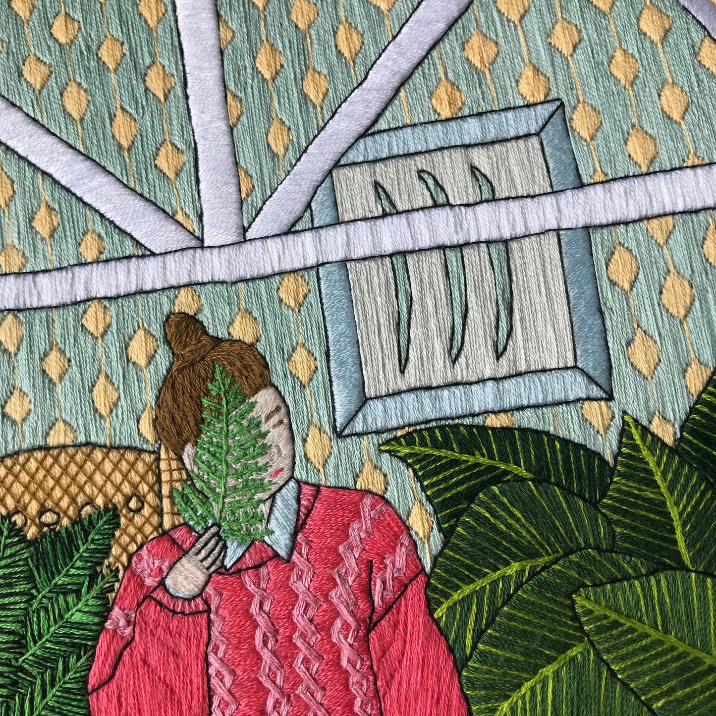 Girl and Leaves - Hand Embroidery Pattern (PDF)