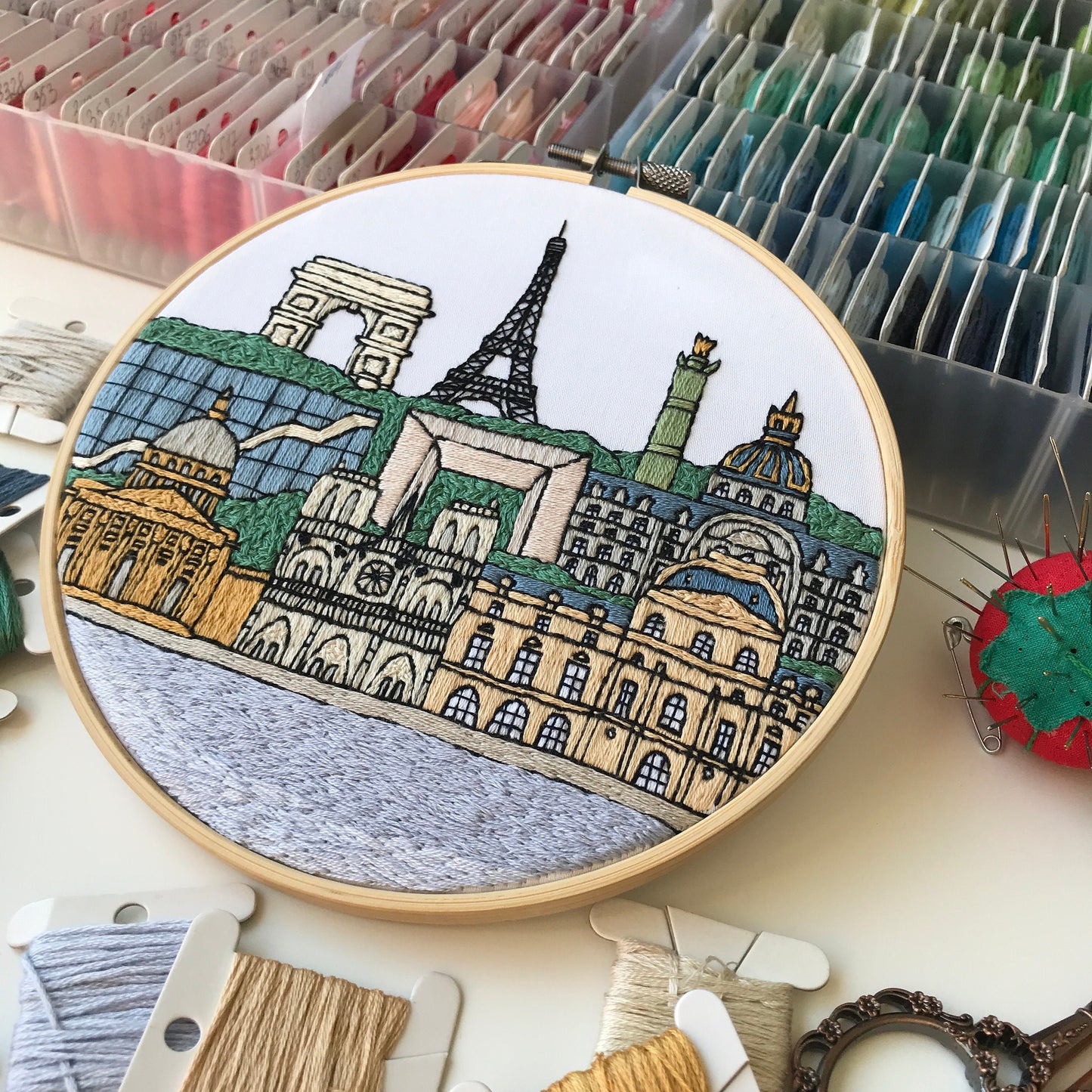 Paris, France, Landmarks - Hand Embroidery Pattern (PDF)