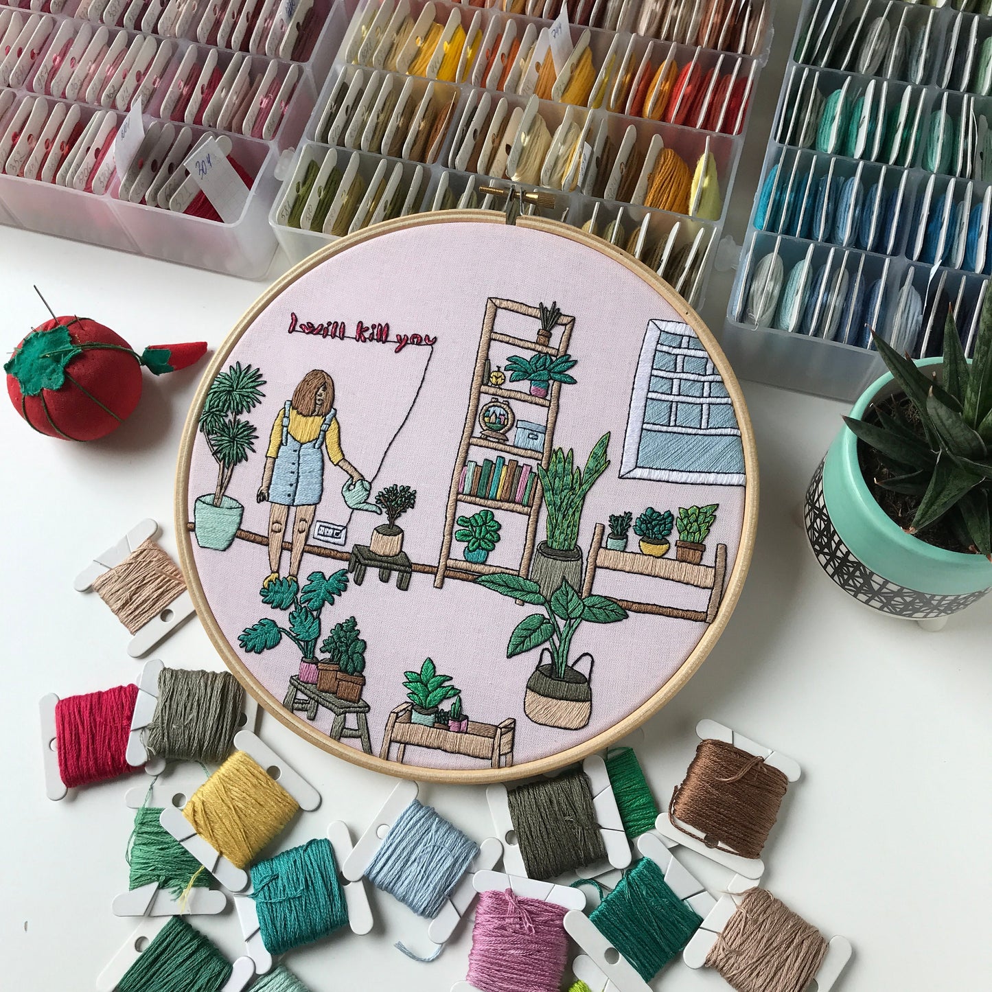 Girl and Plants - Hand Embroidery Pattern (PDF)