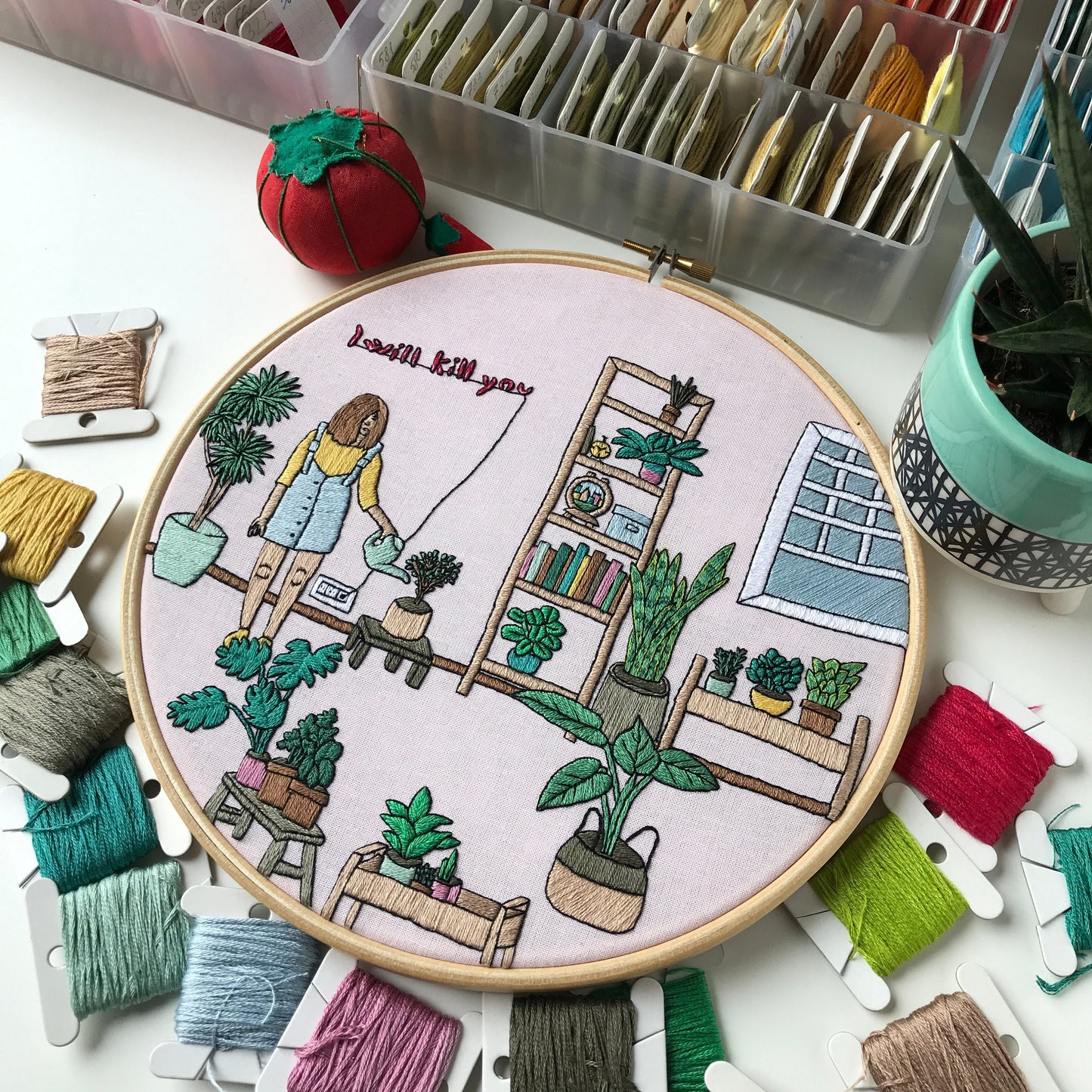 Girl and Plants - Hand Embroidery Pattern (PDF)