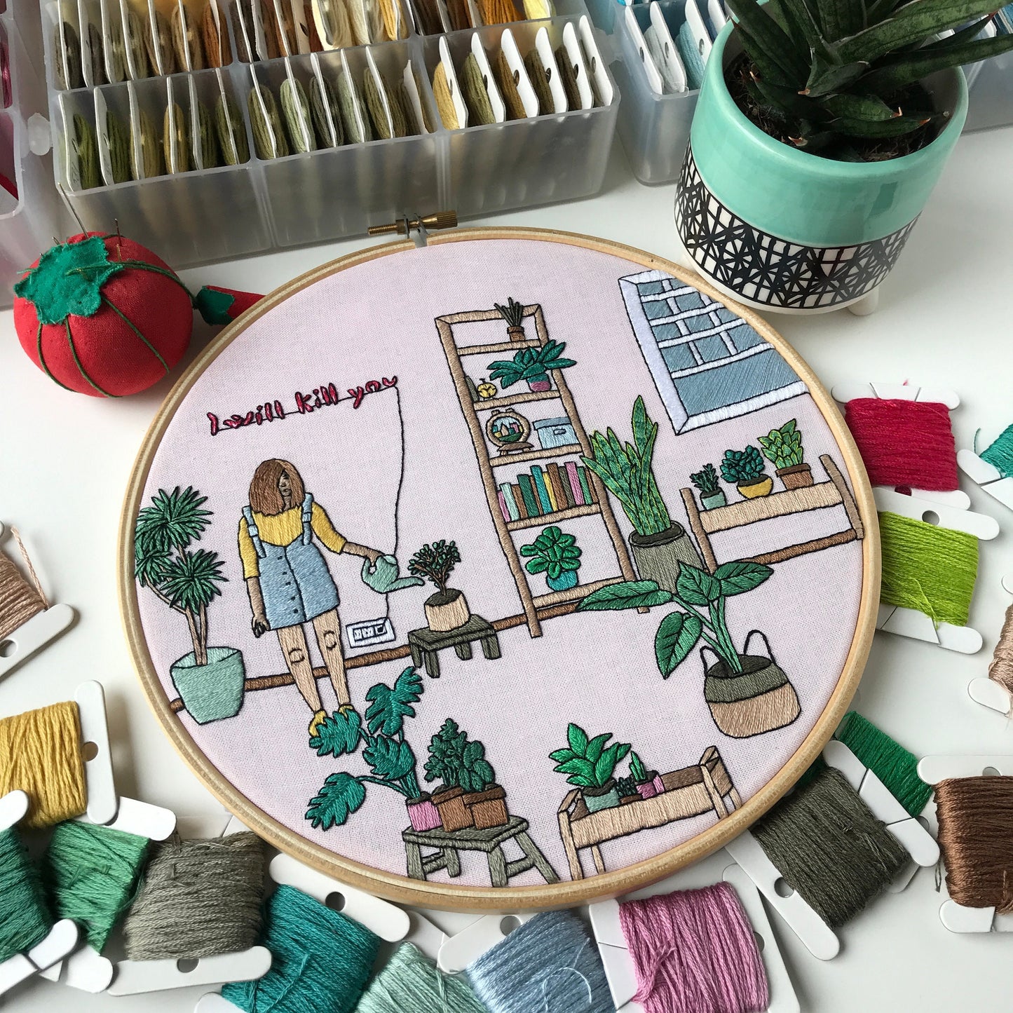 Girl and Plants - Hand Embroidery Pattern (PDF)