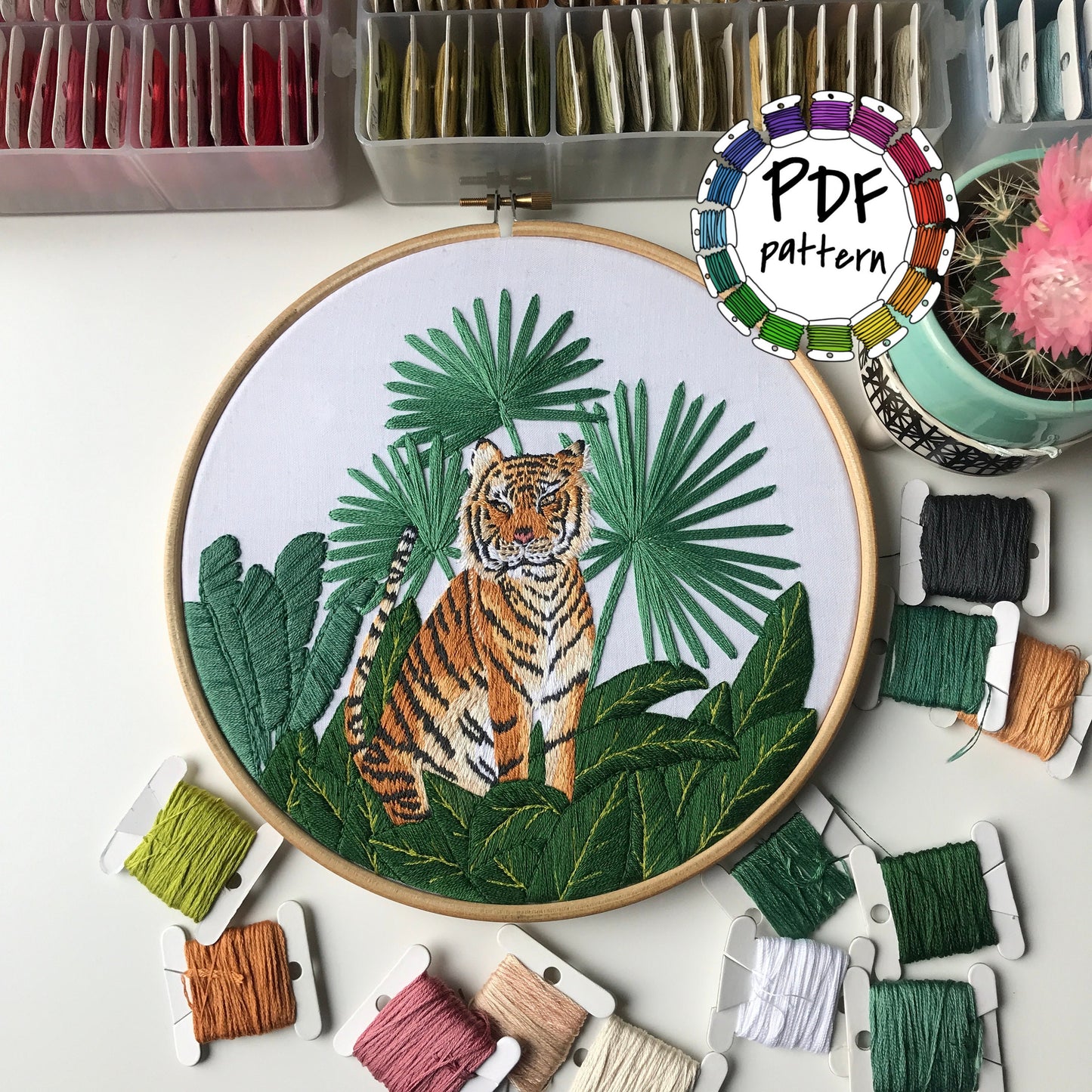 Jungle Tiger - Hand Embroidery Pattern (PDF)
