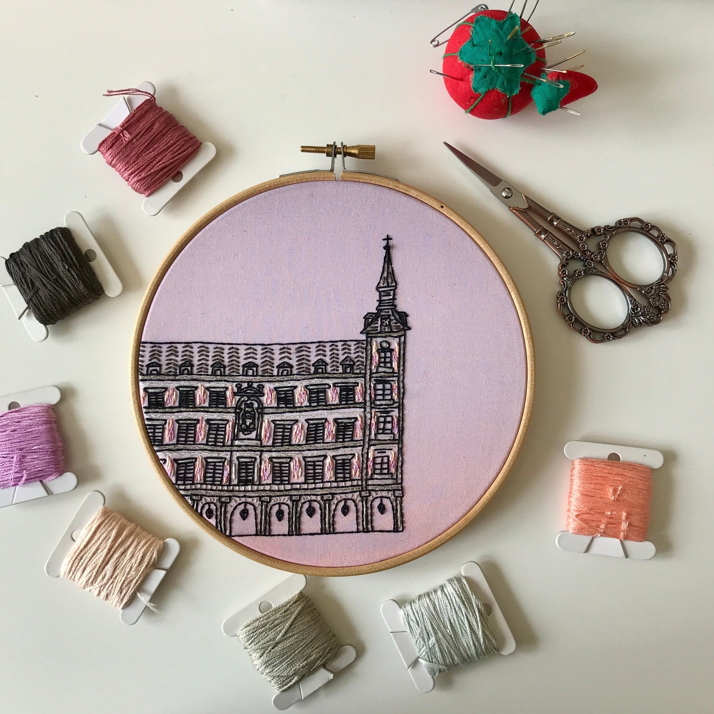 Madrid, Spain, Architecture - Hand Embroidery Pattern (PDF)
