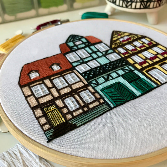 Quedlinburg, Germany, Architecture - Hand Embroidery Pattern (PDF) faimyxstitch.com