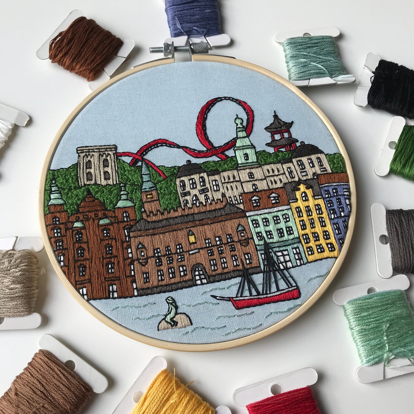 Copenhagen, Denmark, Cityscape - Hand Embroidery Pattern (PDF)