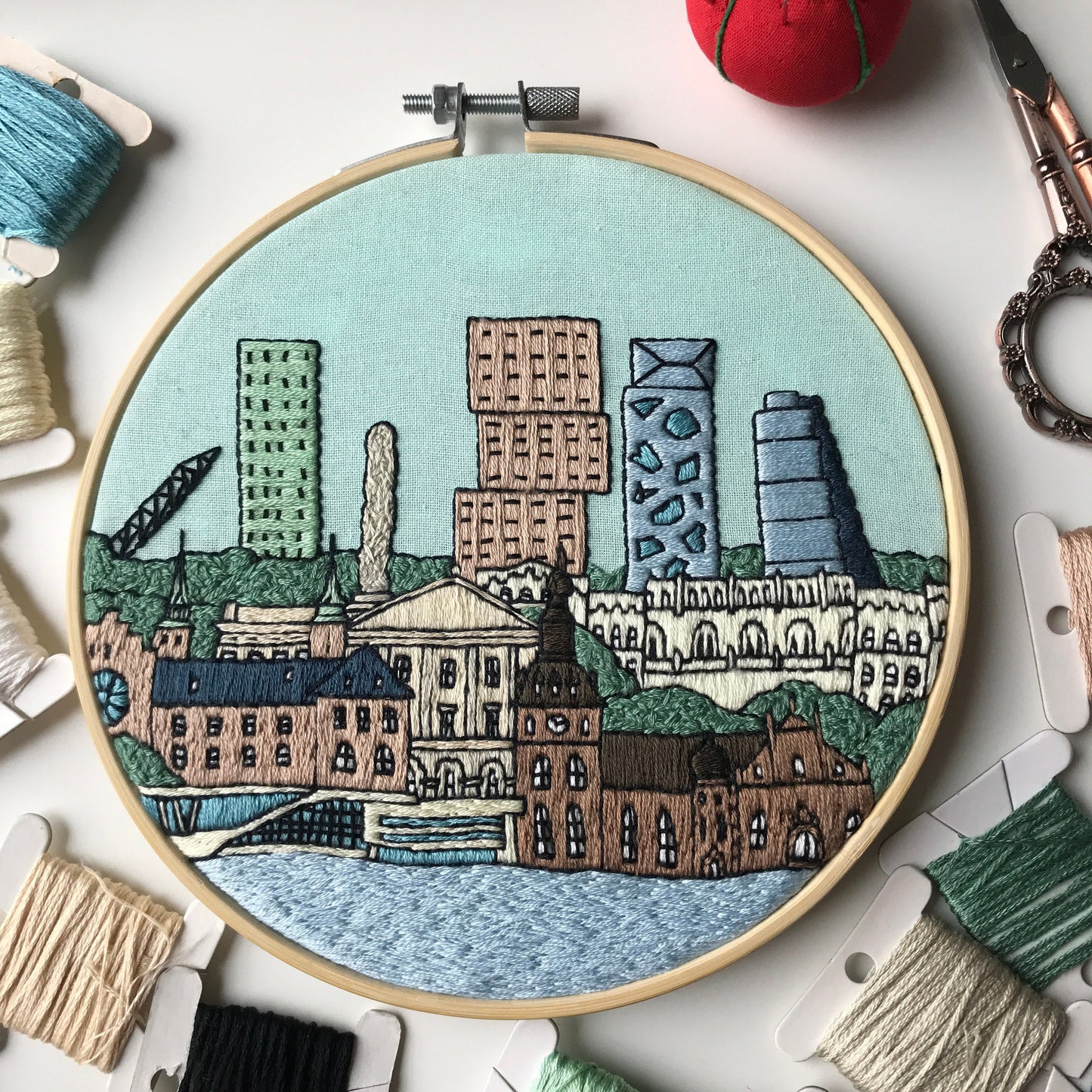 Oslo, Norway, Cityscape - Hand Embroidery Pattern (PDF)