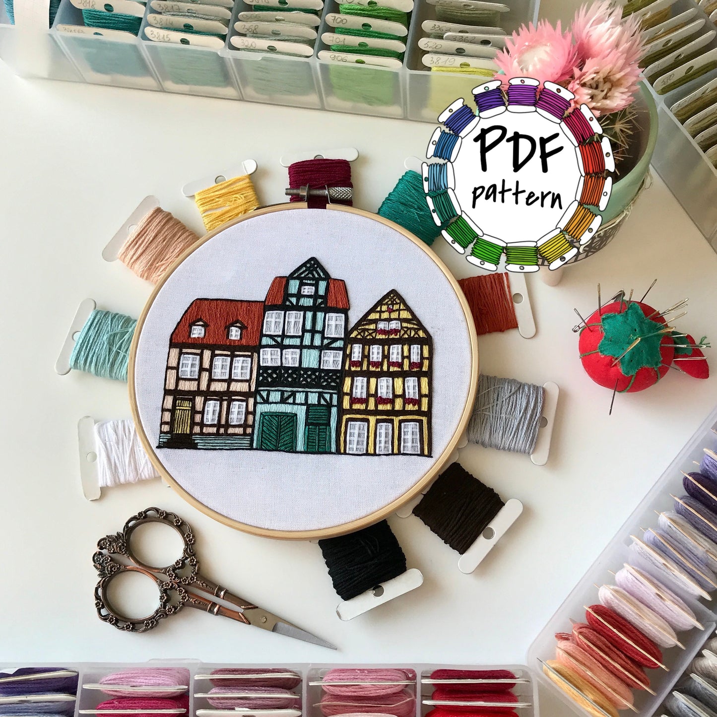 Quedlinburg, Germany, Architecture - Hand Embroidery Pattern (PDF)