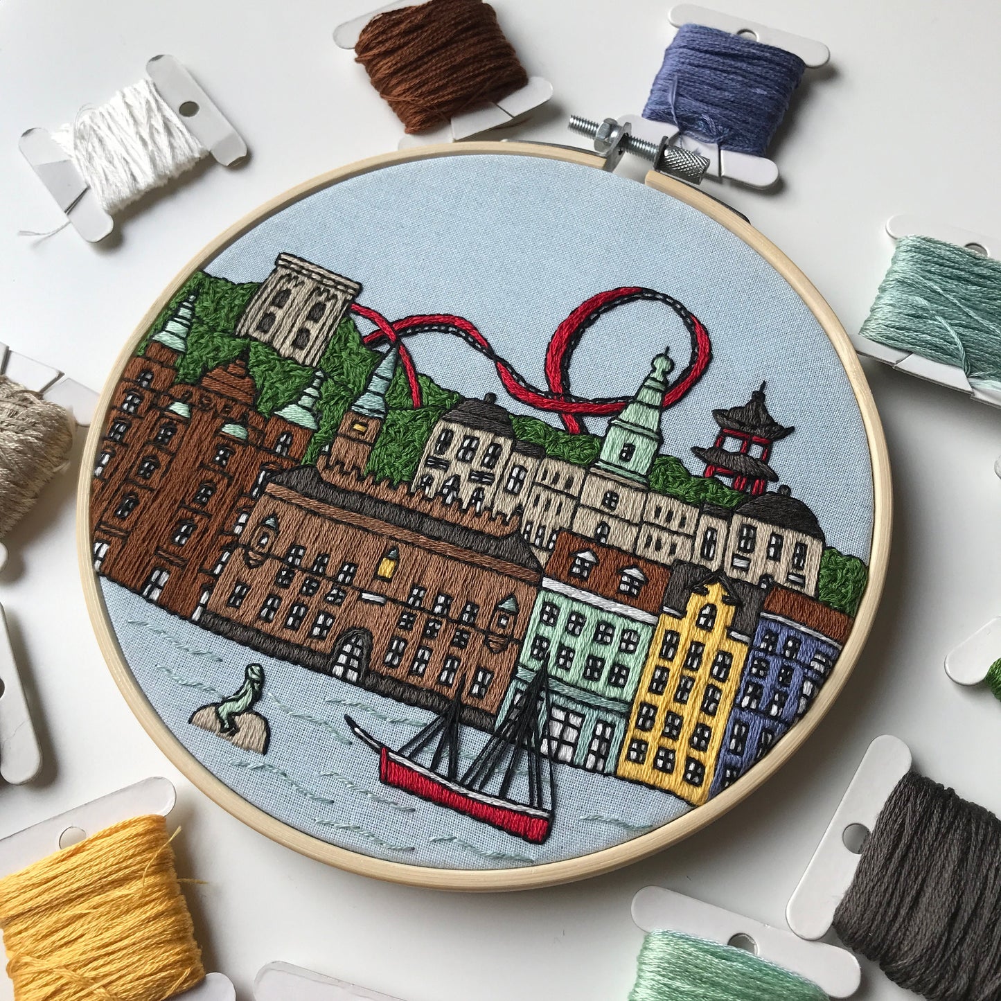 Copenhagen, Denmark, Cityscape - Hand Embroidery Pattern (PDF)
