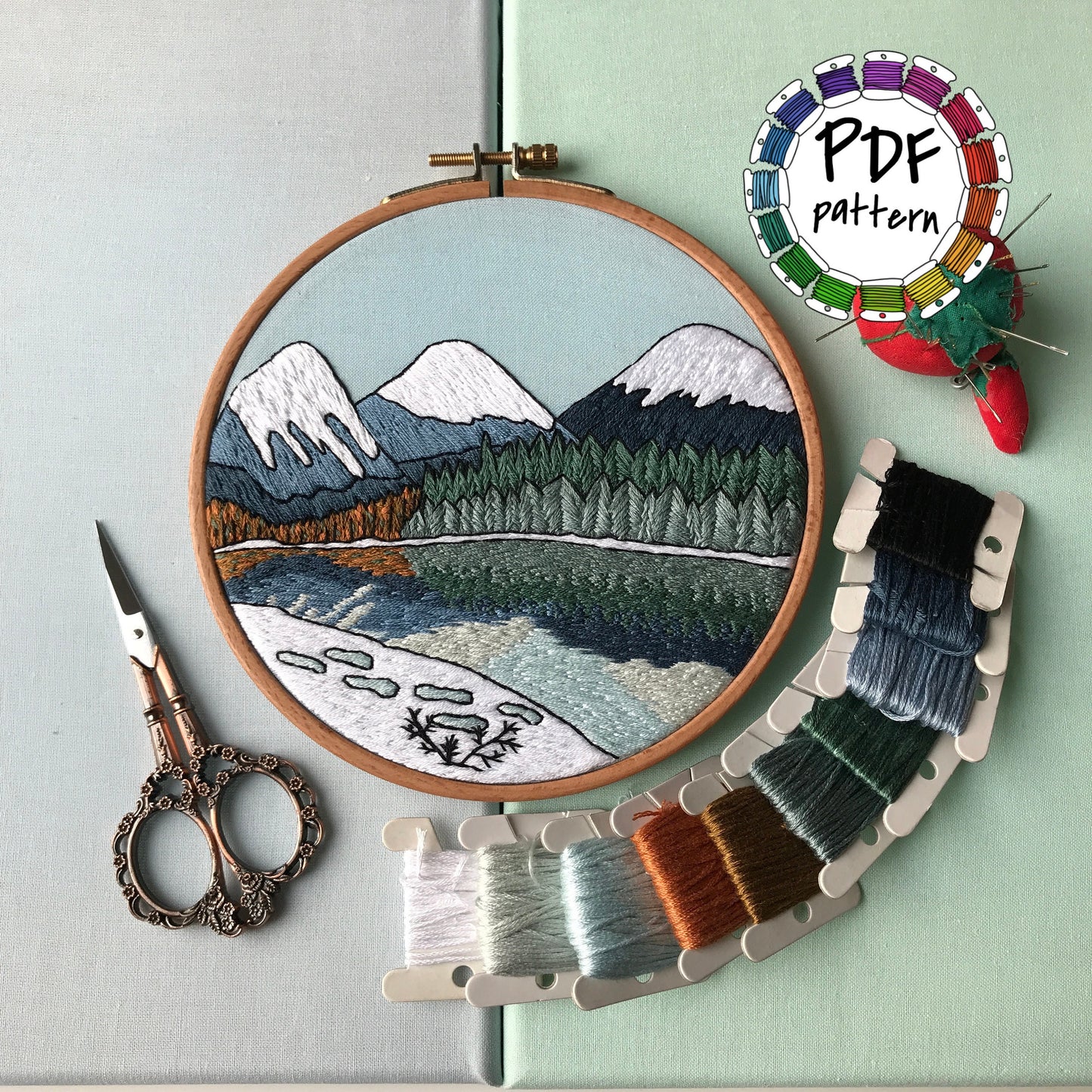 Winter Landscape - Hand Embroidery Pattern (PDF)