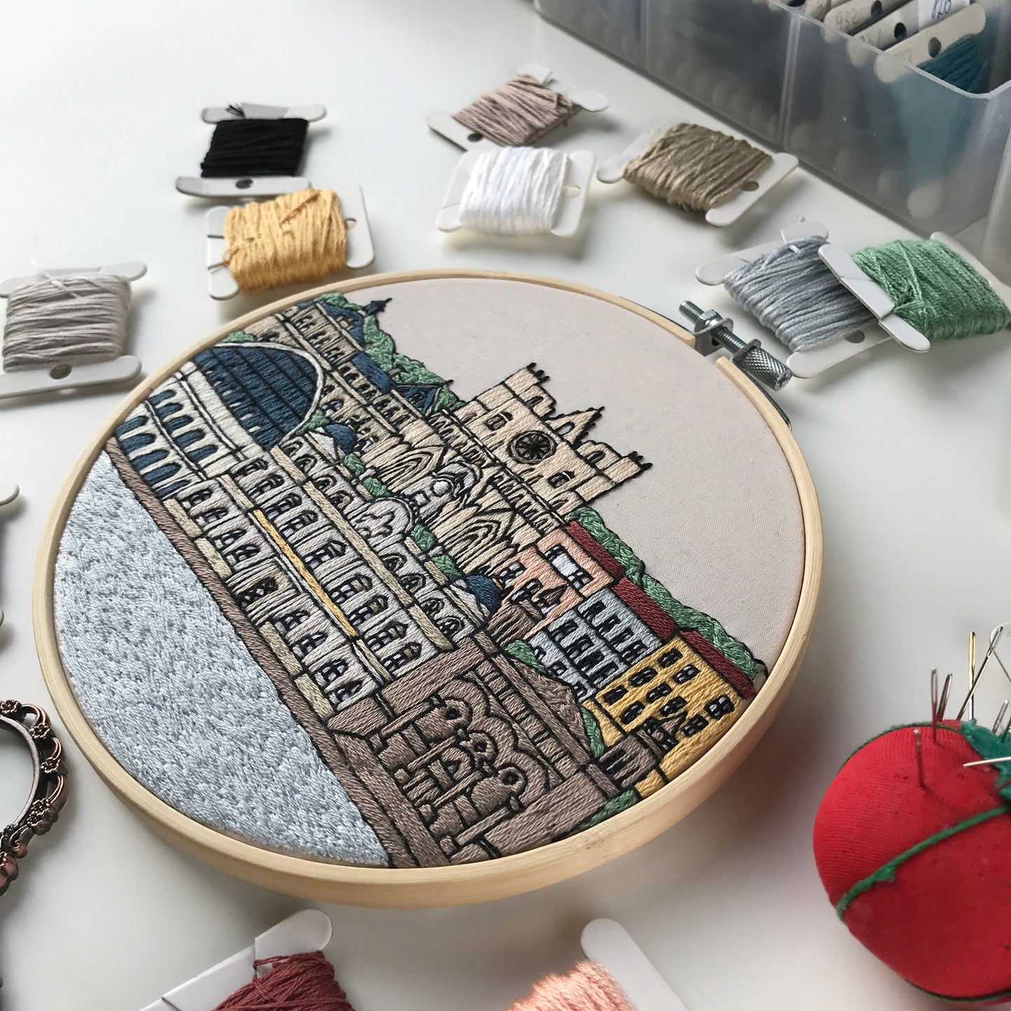 Lyon, France, Cityscape - Hand Embroidery Pattern (PDF)