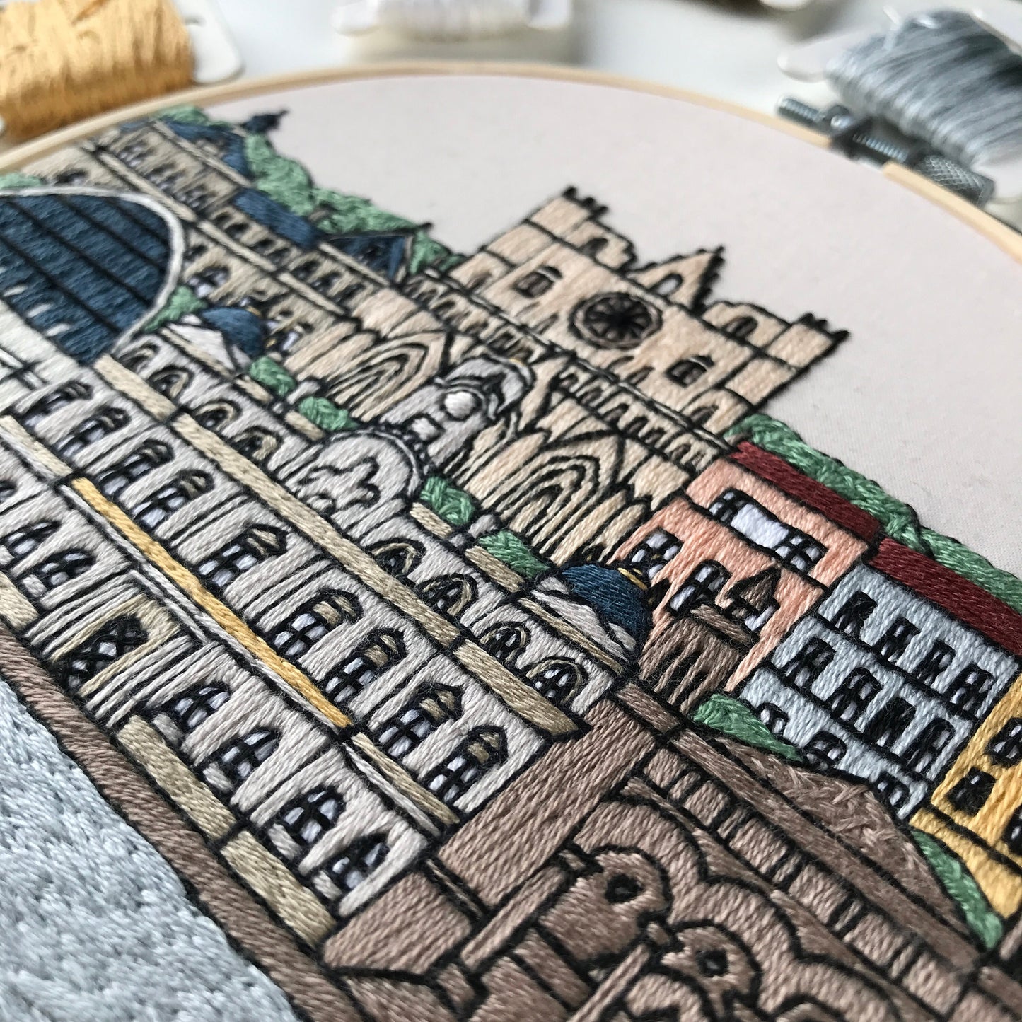 Lyon, France, Cityscape - Hand Embroidery Pattern (PDF)