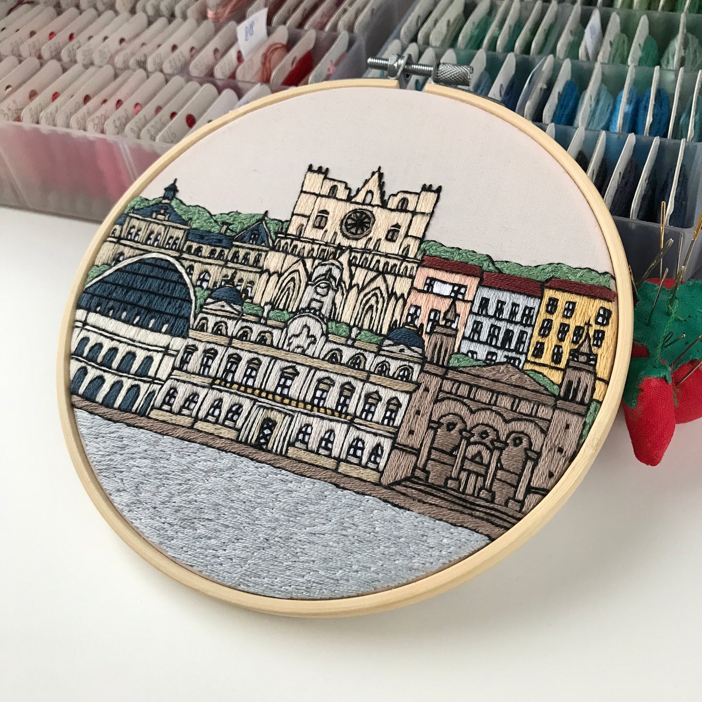 Lyon, France, Cityscape - Hand Embroidery Pattern (PDF)