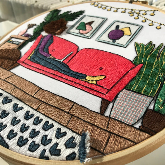 Mädchen im Wohnzimmer - Handstickmuster (PDF)