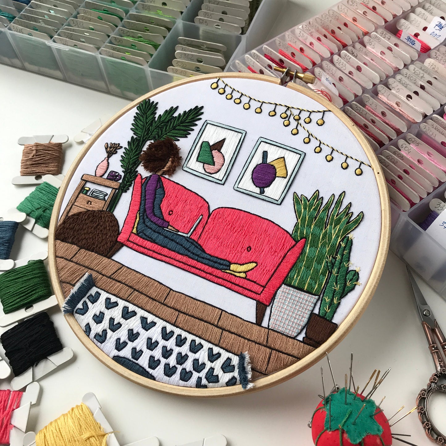 Girl in the Living Room - Hand Embroidery Pattern (PDF)