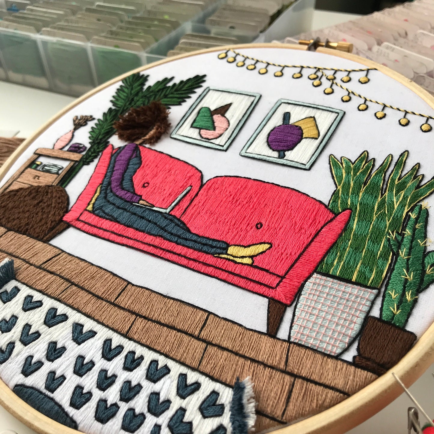Girl in the Living Room - Hand Embroidery Pattern (PDF)