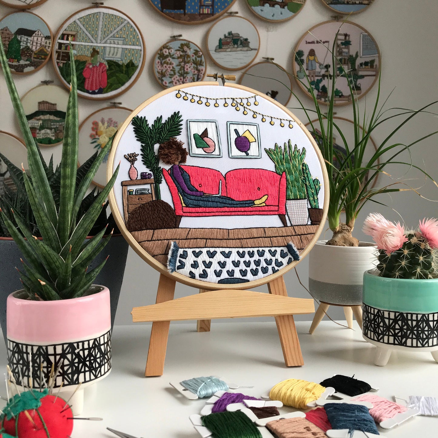 Girl in the Living Room - Hand Embroidery Pattern (PDF)