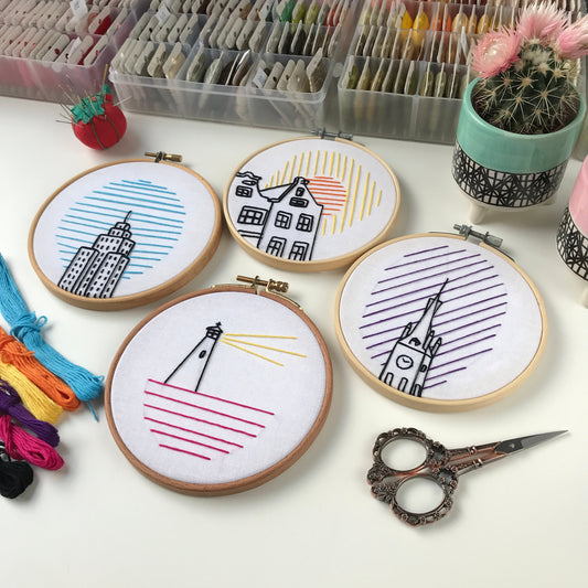 Architectural Designs, Beginner's Bundle - Hand Embroidery Pattern (PDF)