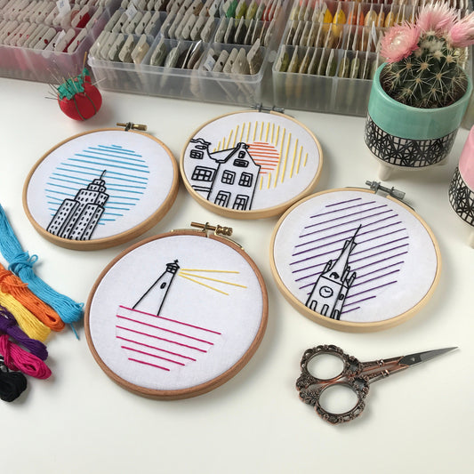 Architectural Designs, Beginner's Bundle - Hand Embroidery Pattern (PDF) faimyxstitch.com