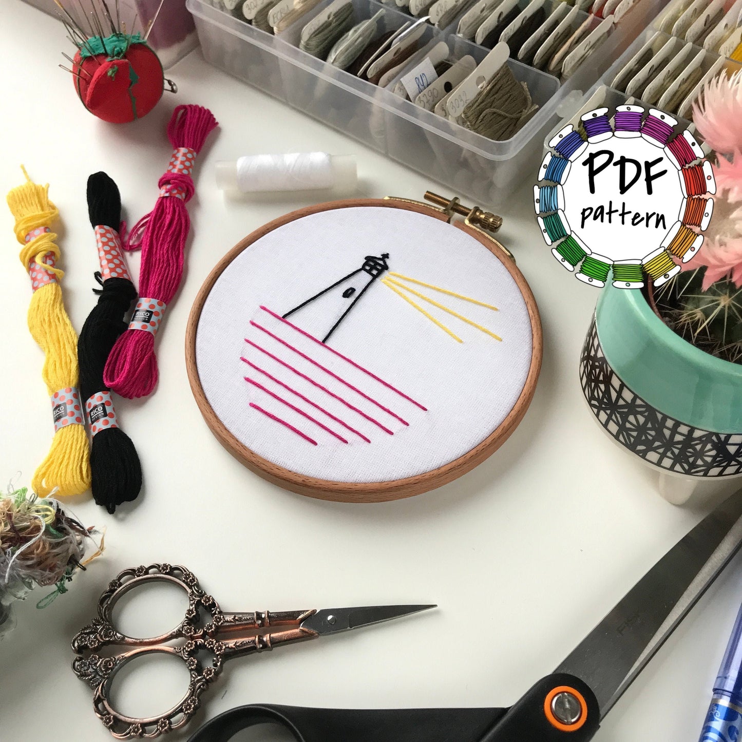 Lighthouse Architecture - Hand Embroidery Pattern (PDF)