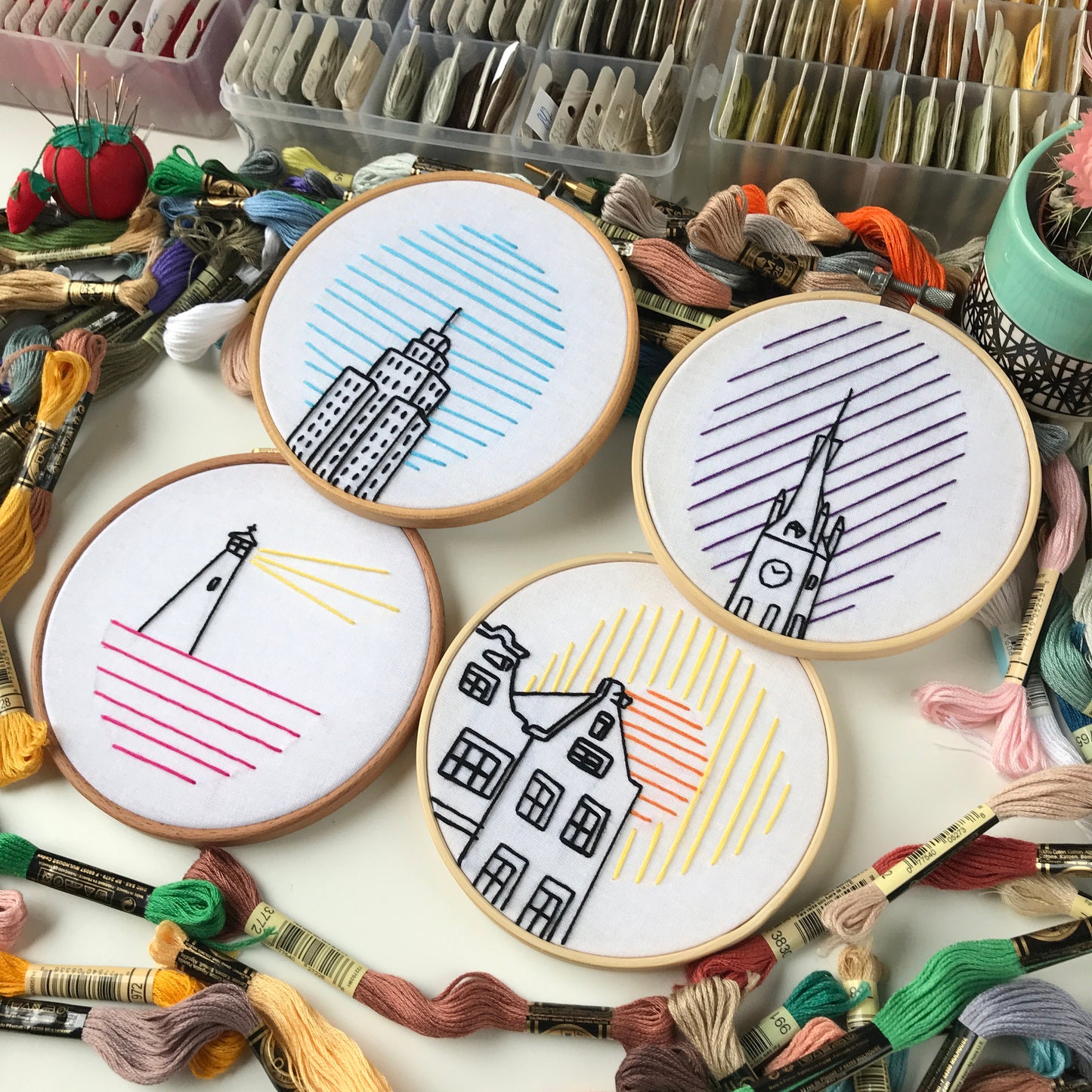 Architectural Designs, Beginner's Bundle - Hand Embroidery Pattern (PDF)