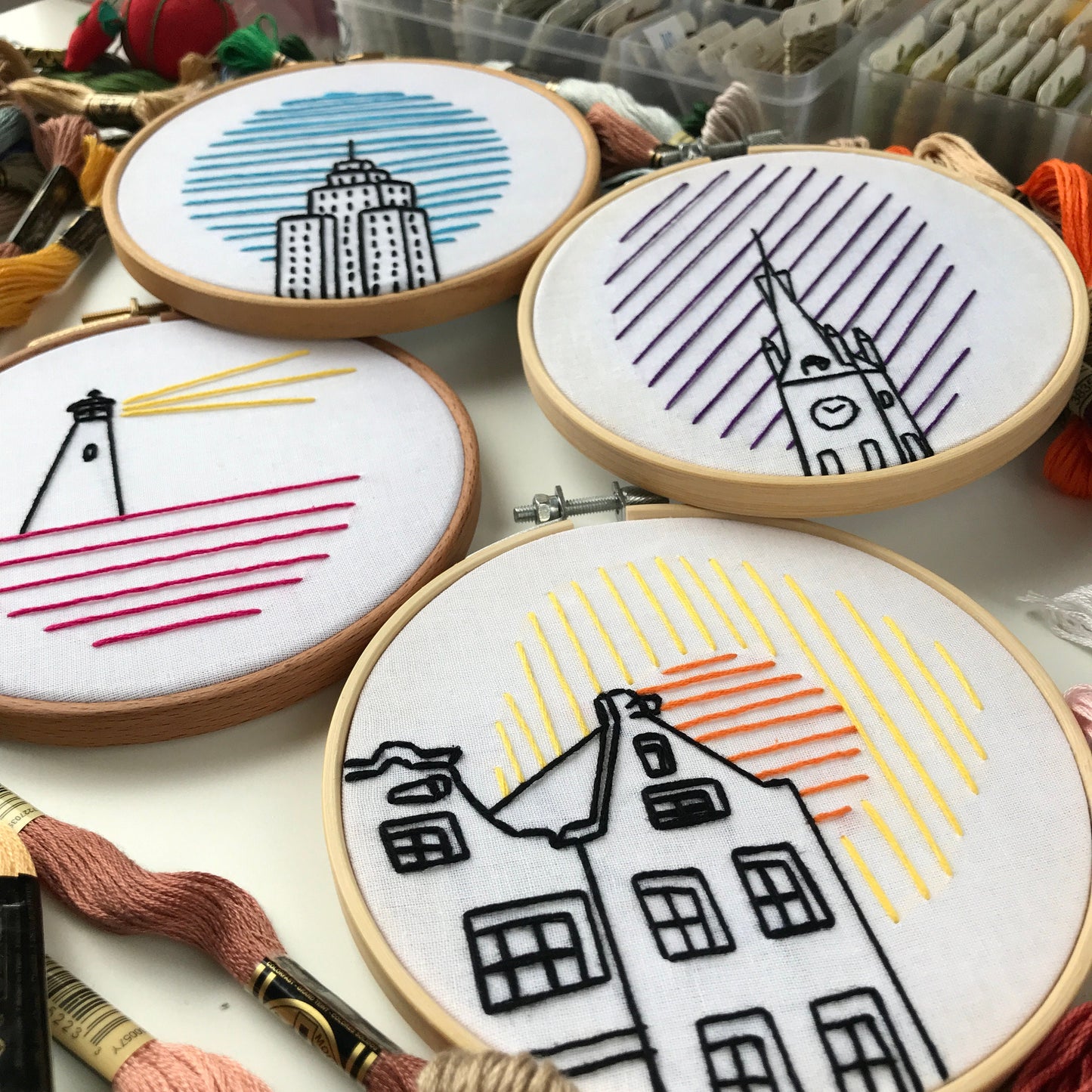 Architectural Designs, Beginner's Bundle - Hand Embroidery Pattern (PDF)