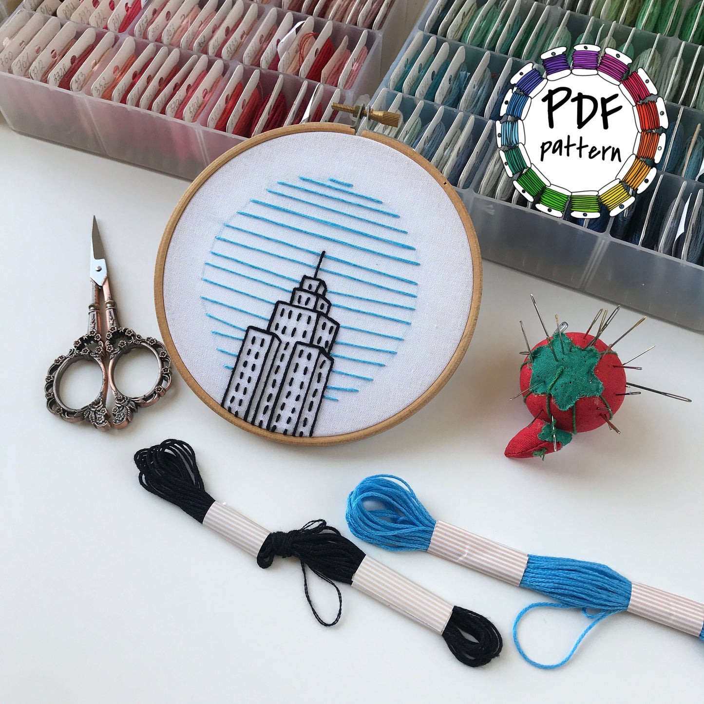 Skyscraper, Architecture - Hand Embroidery Pattern (PDF)