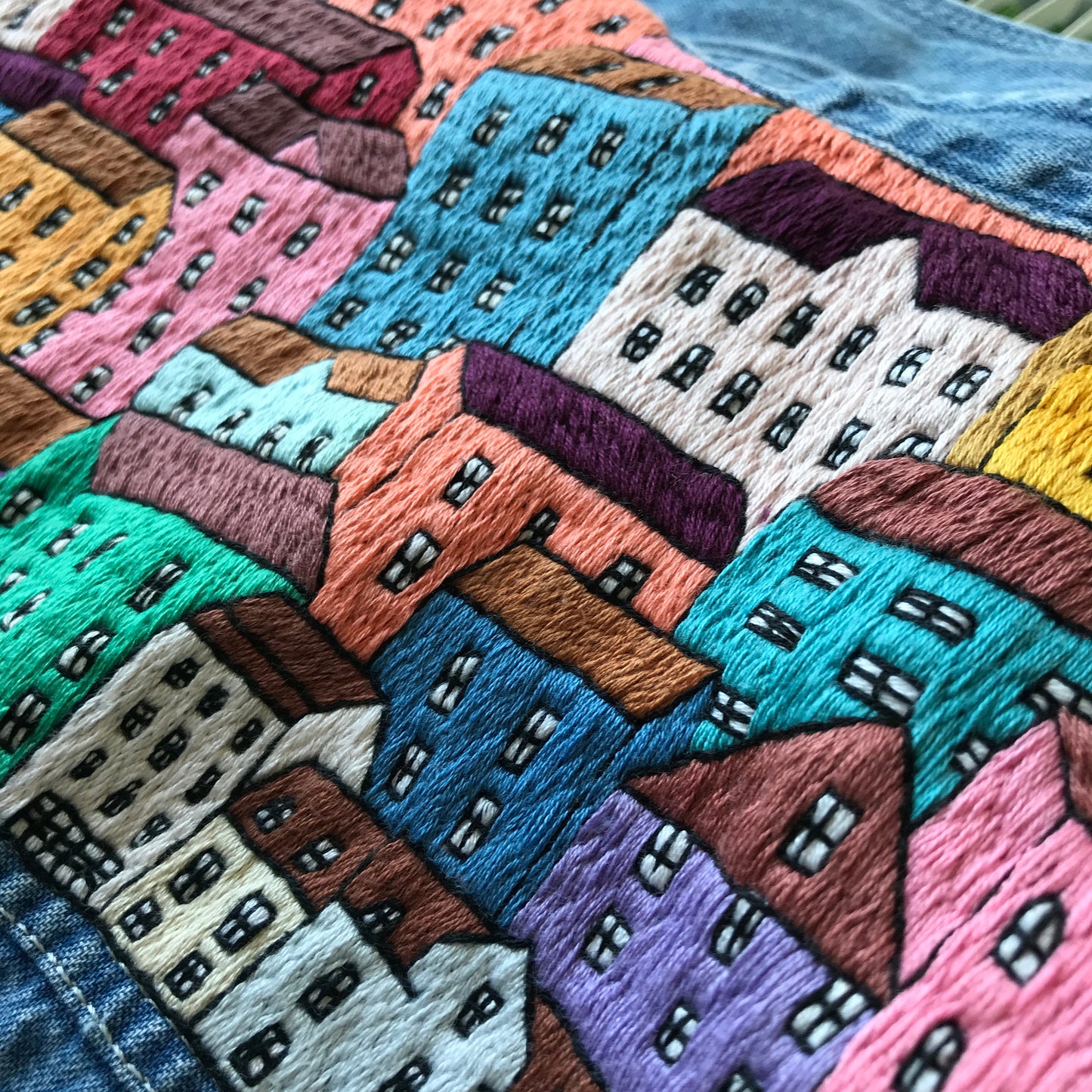 Colorful Houses - Hand Embroidery Pattern (PDF)
