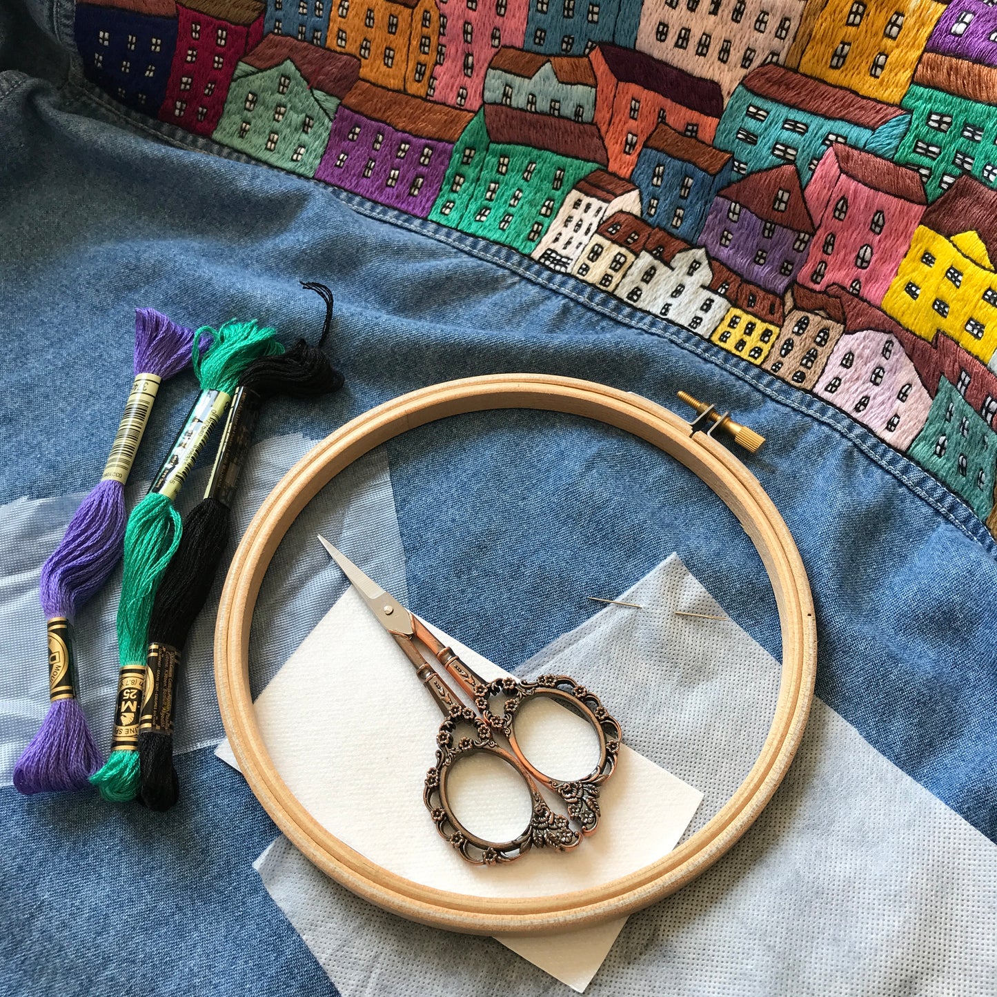 Colorful Houses - Hand Embroidery Pattern (PDF)