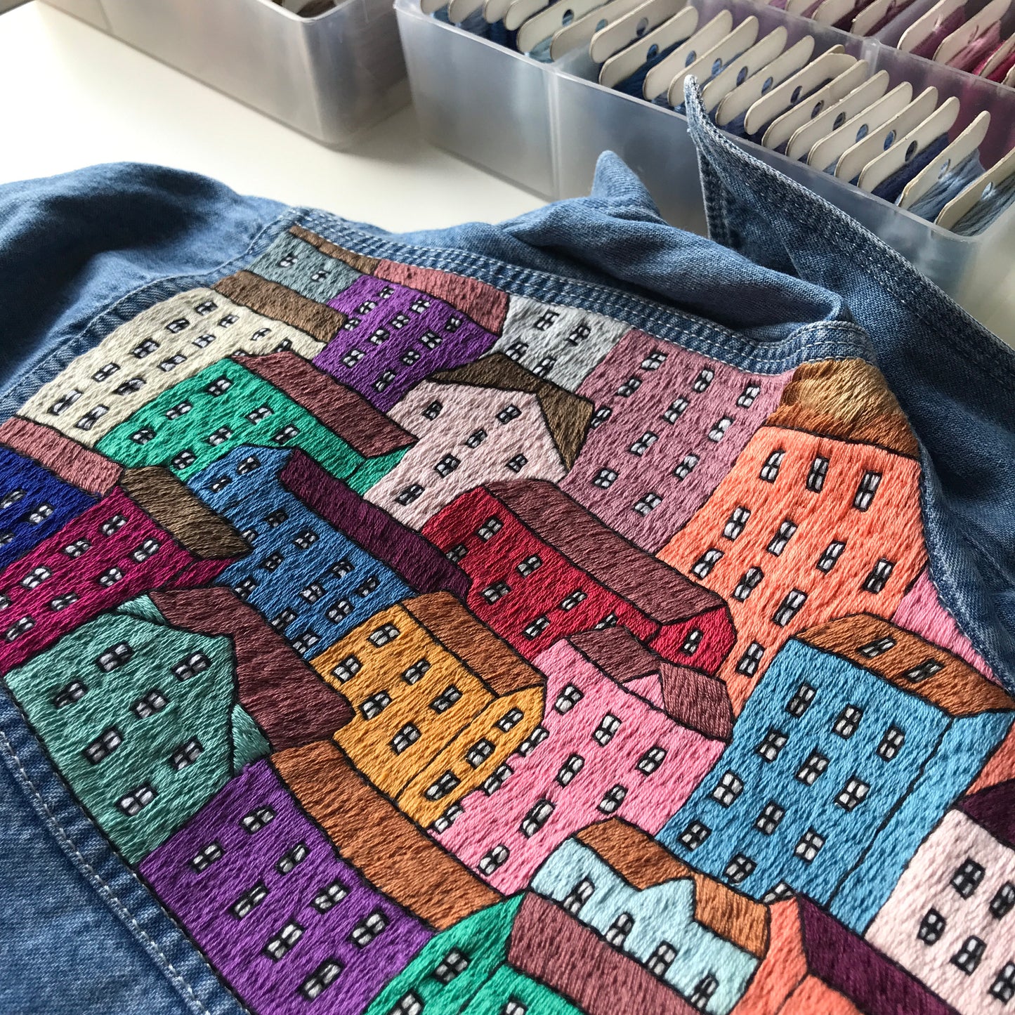 Colorful Houses - Hand Embroidery Pattern (PDF)