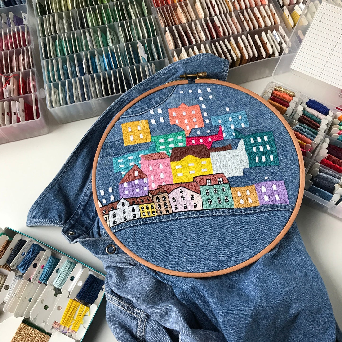 Colorful Houses - Hand Embroidery Pattern (PDF)