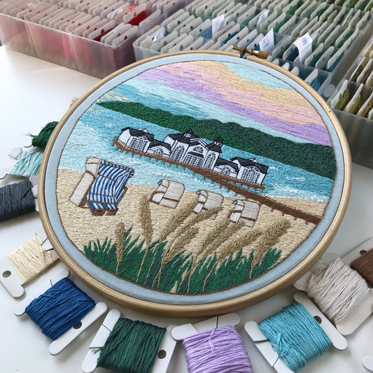 Beach Landscape - Hand Embroidery Pattern (PDF) faimyxstitch.com