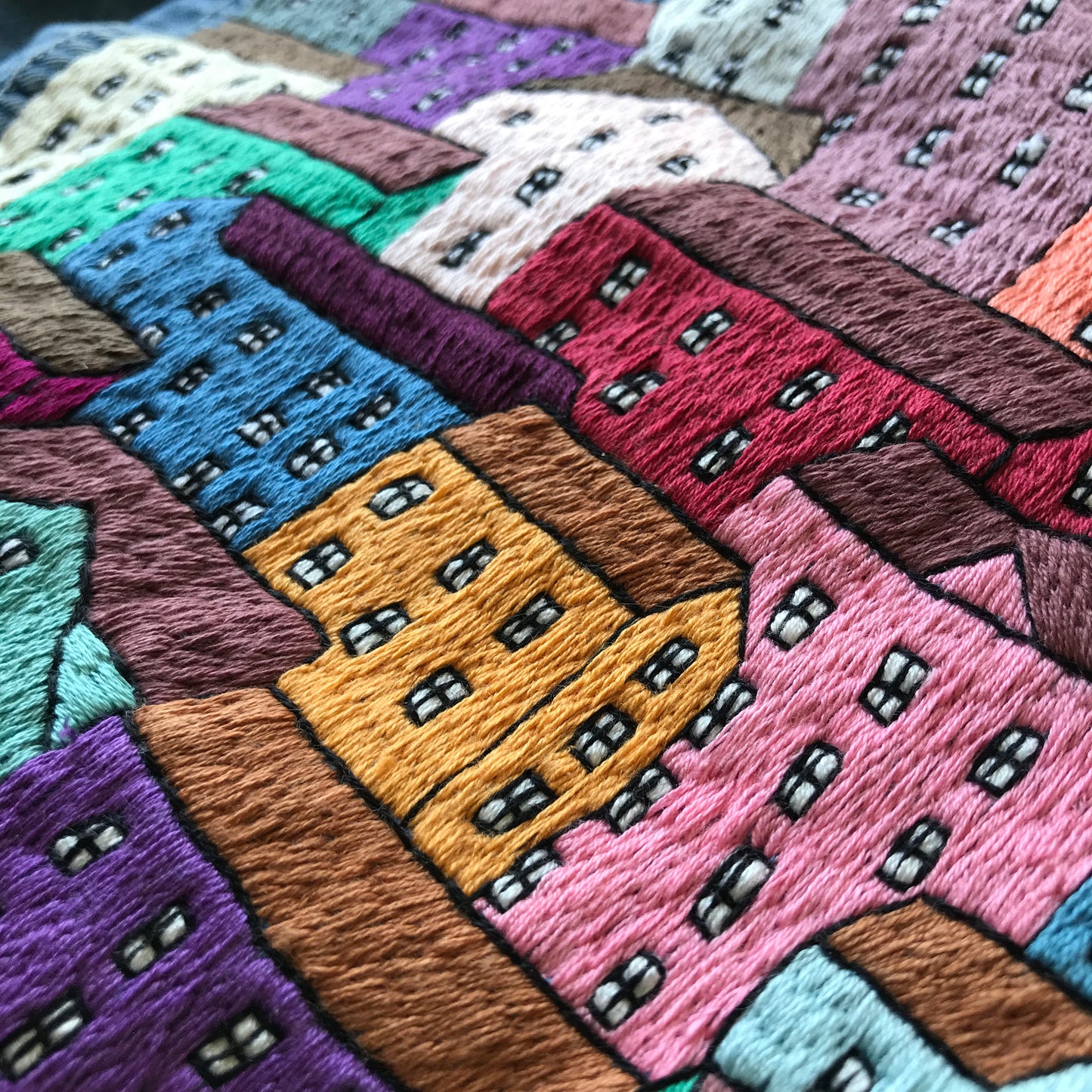 Colorful Houses - Hand Embroidery Pattern (PDF)