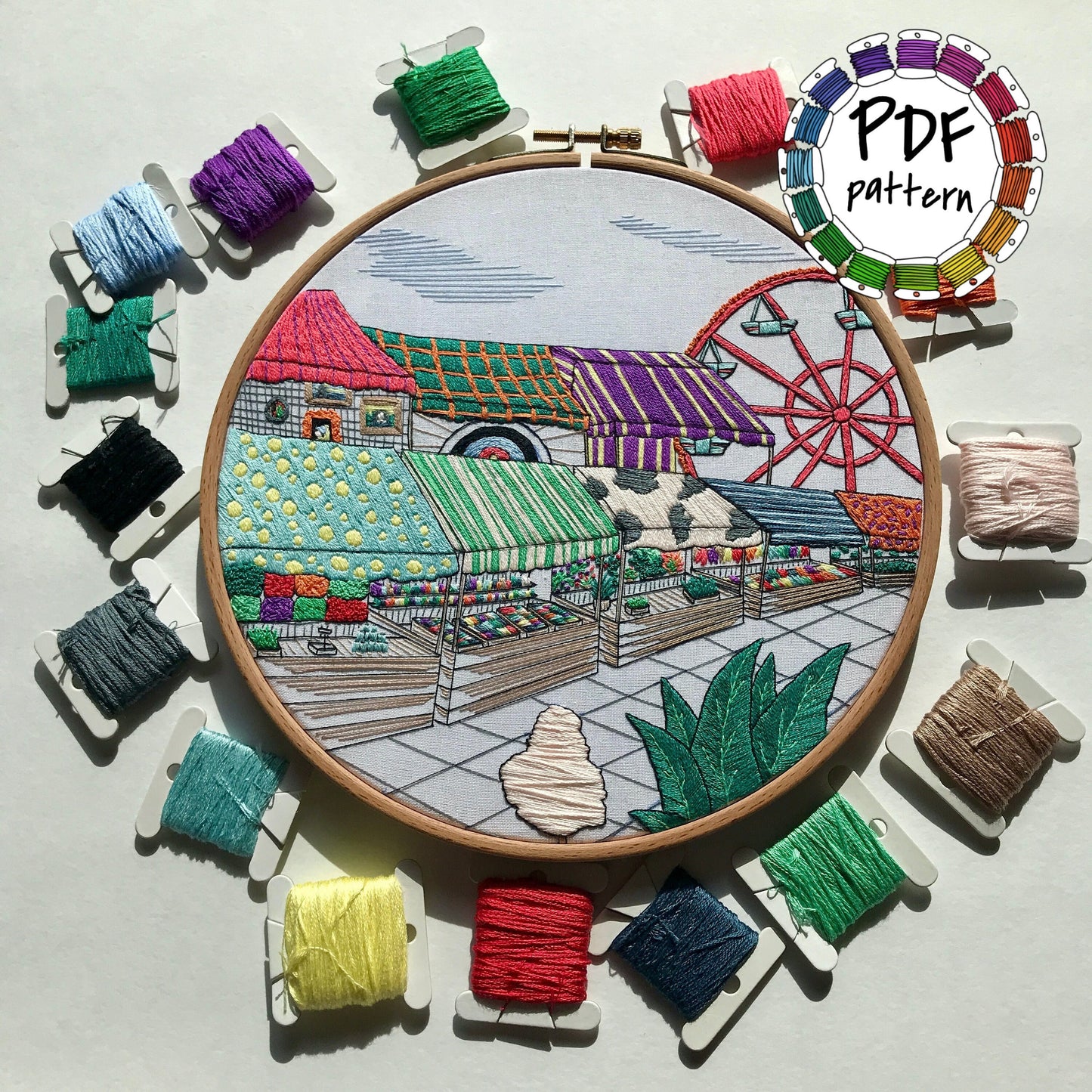 Fair Scene - Hand Embroidery Pattern (PDF)