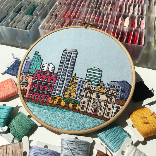 Cartagena, Colombia, Architecture - Hand Embroidery Pattern (PDF) faimyxstitch.com