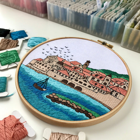Dubrovnik, Croatia, Cityscape - Hand Embroidery Pattern (PDF)