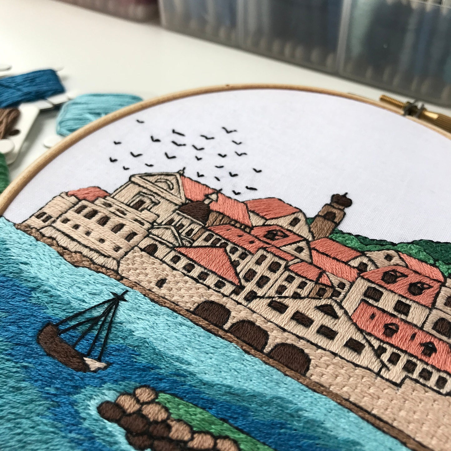 Dubrovnik, Croatia, Cityscape - Hand Embroidery Pattern (PDF)
