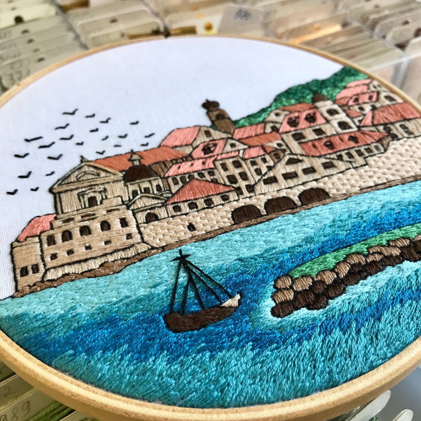 Dubrovnik, Croatia, Cityscape - Hand Embroidery Pattern (PDF)