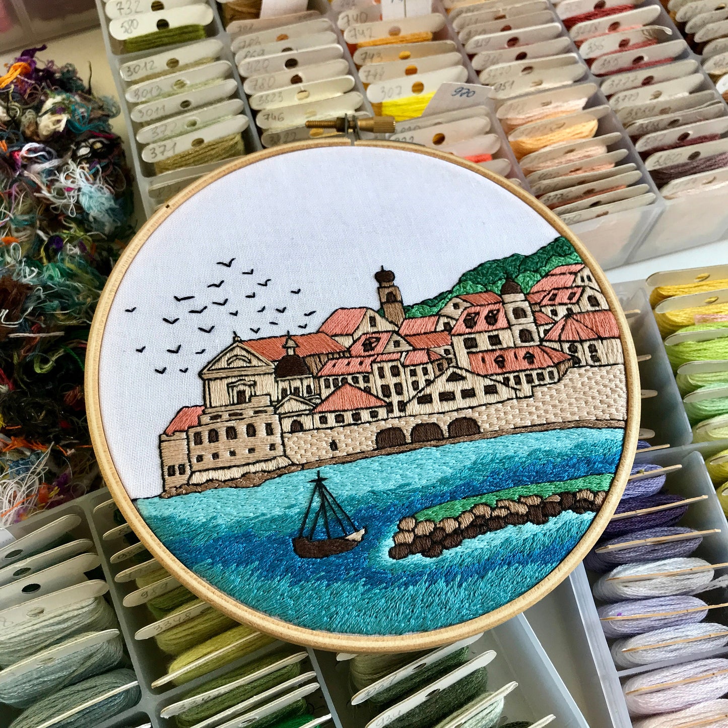 Dubrovnik, Croatia, Cityscape - Hand Embroidery Pattern (PDF)