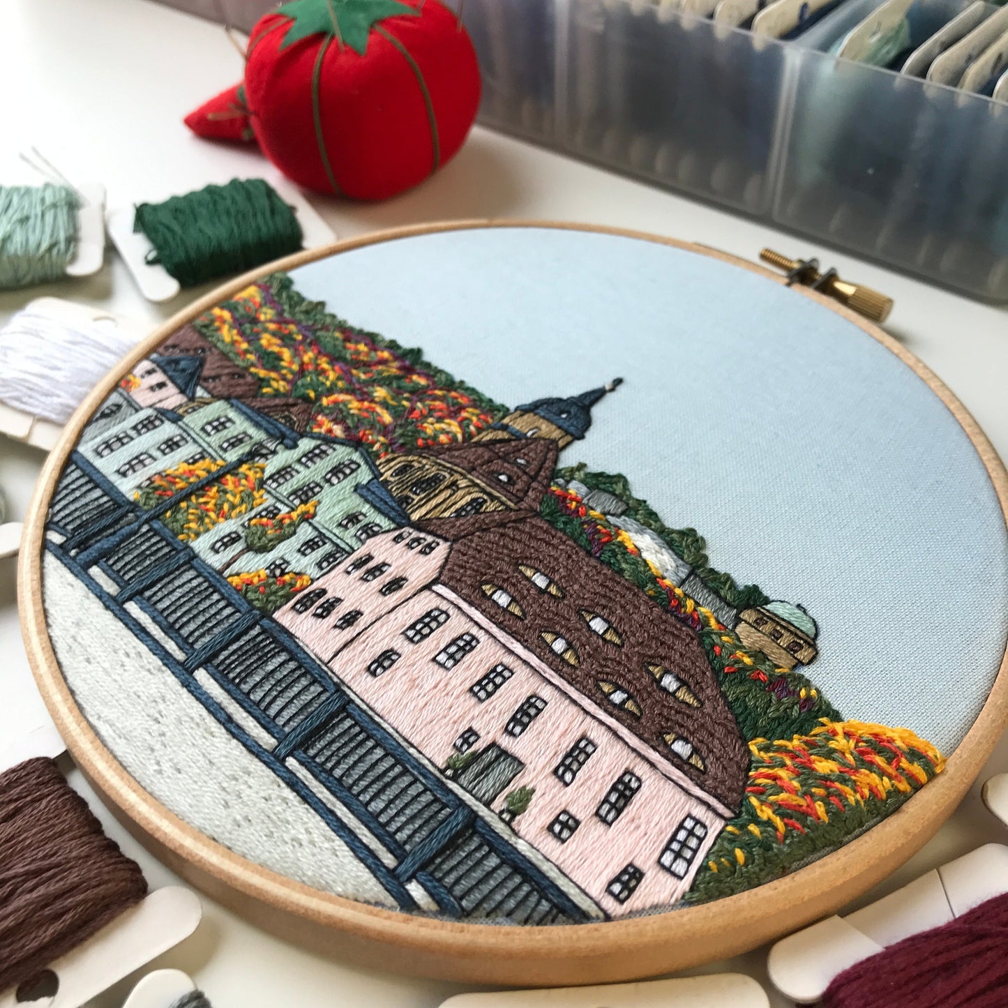 Königstein, Germany, Forest and Fortress - Hand Embroidery Pattern (PDF)