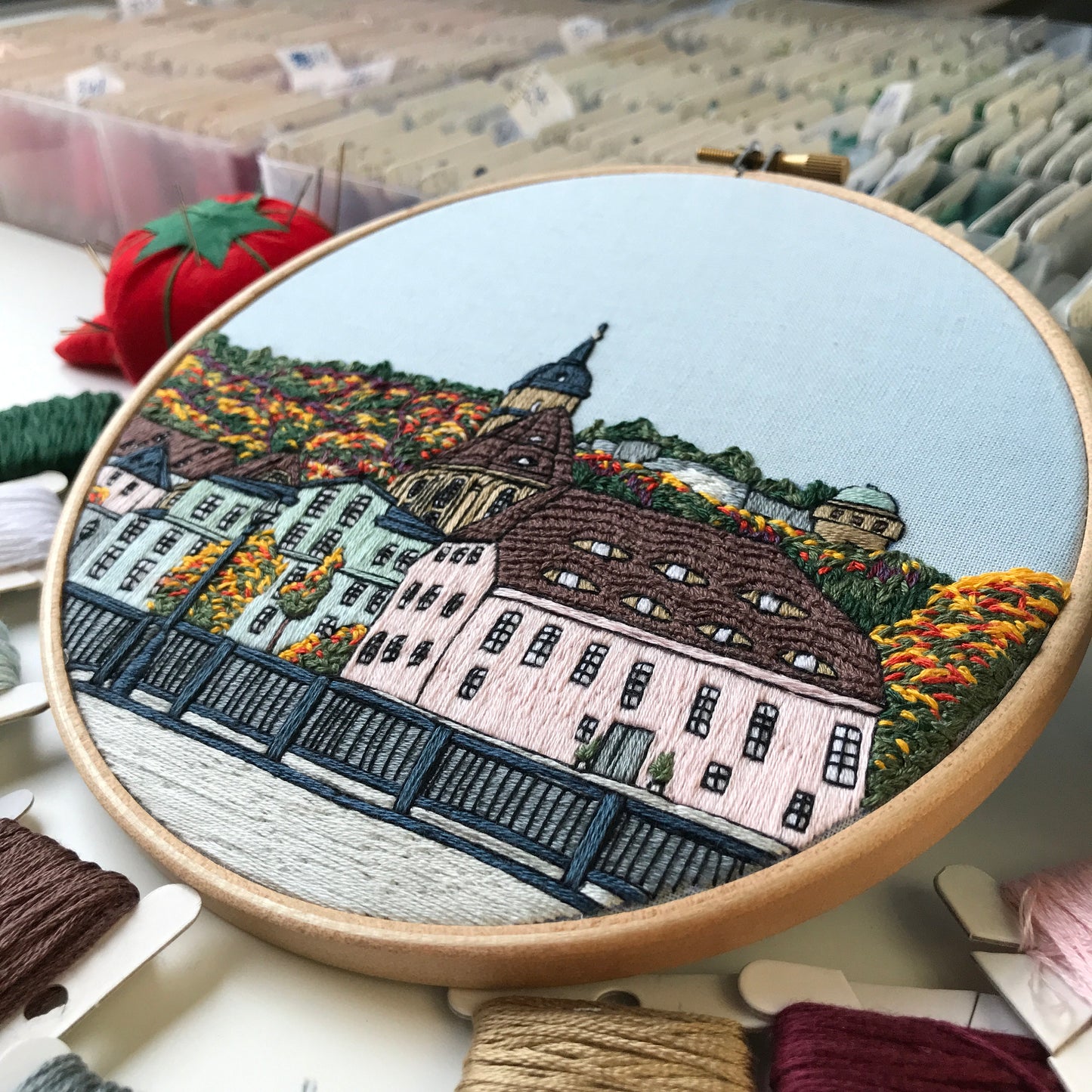 Königstein, Germany, Forest and Fortress - Hand Embroidery Pattern (PDF)