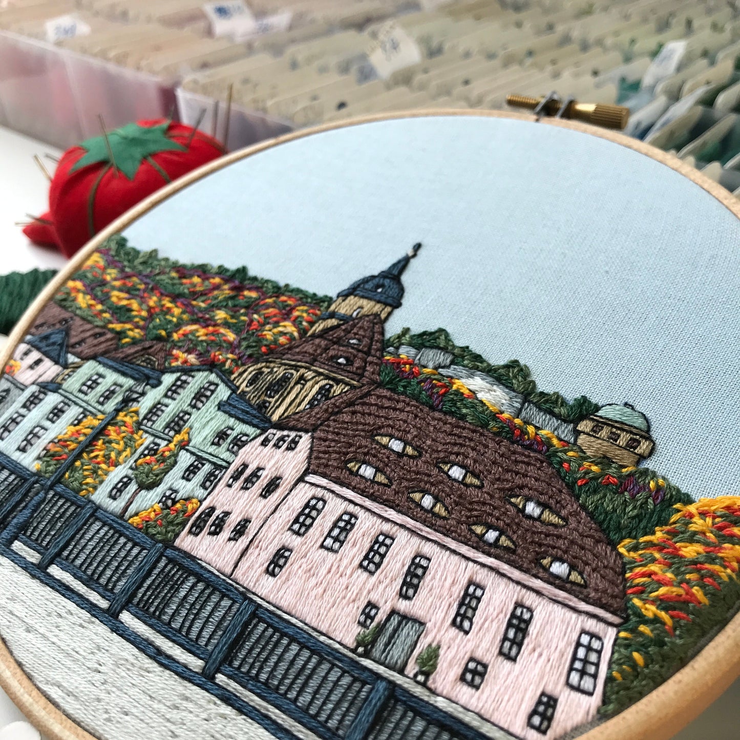 Königstein, Germany, Forest and Fortress - Hand Embroidery Pattern (PDF)